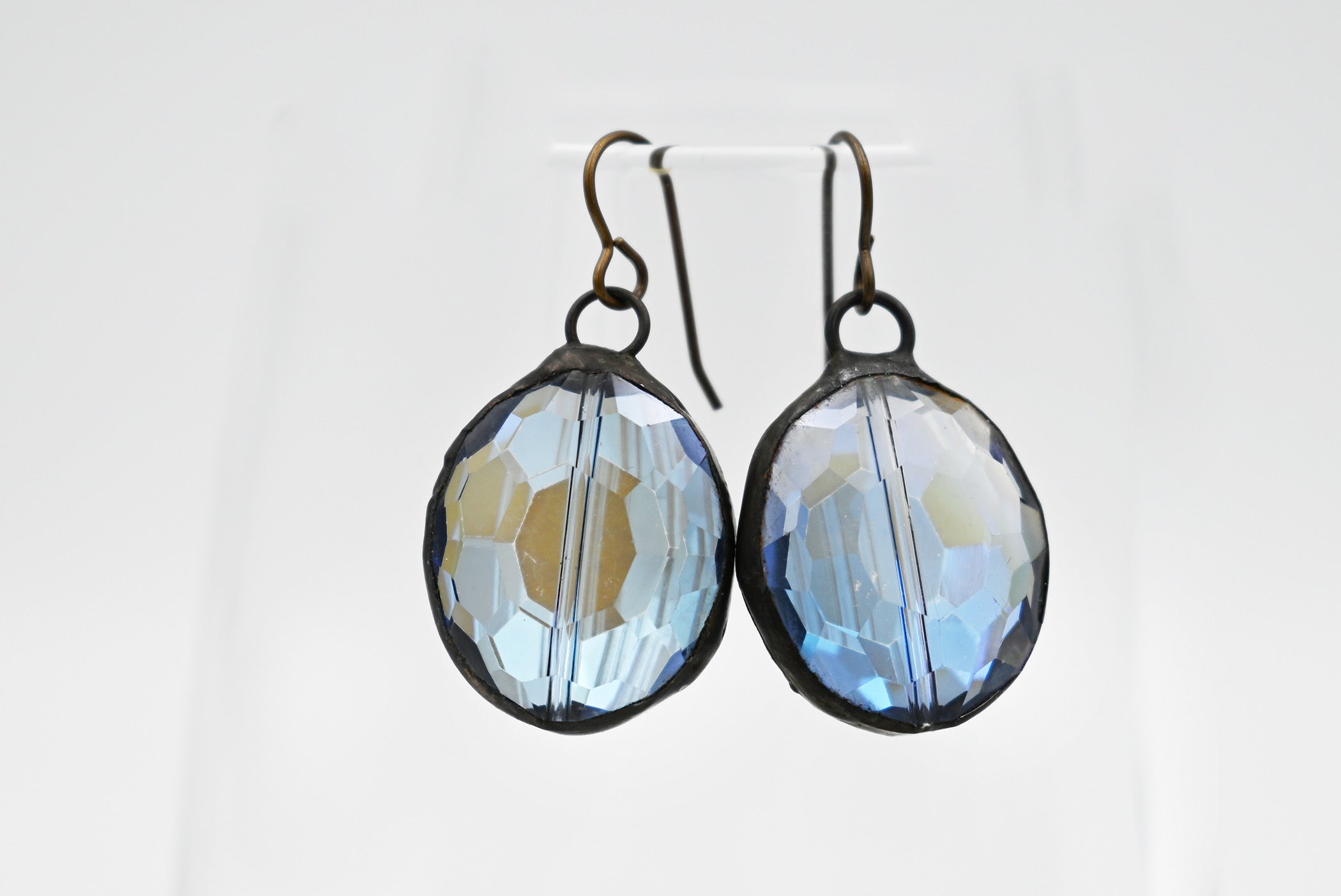 Soldered Oval Crystal Earrings