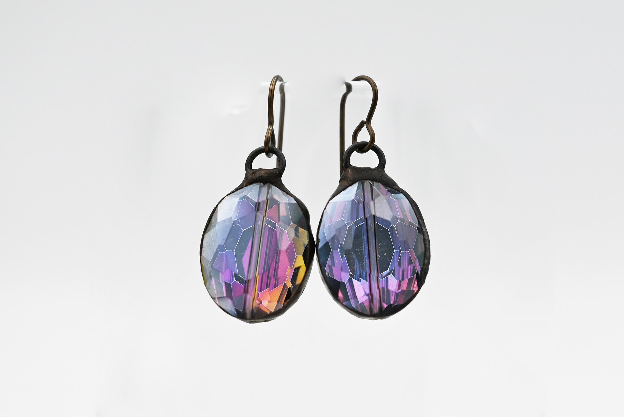 Soldered Oval Crystal Earrings