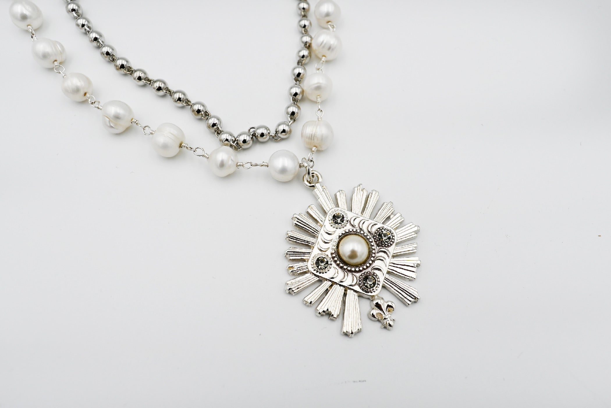 Sunburst Serenade Pearl and Beaded Necklace