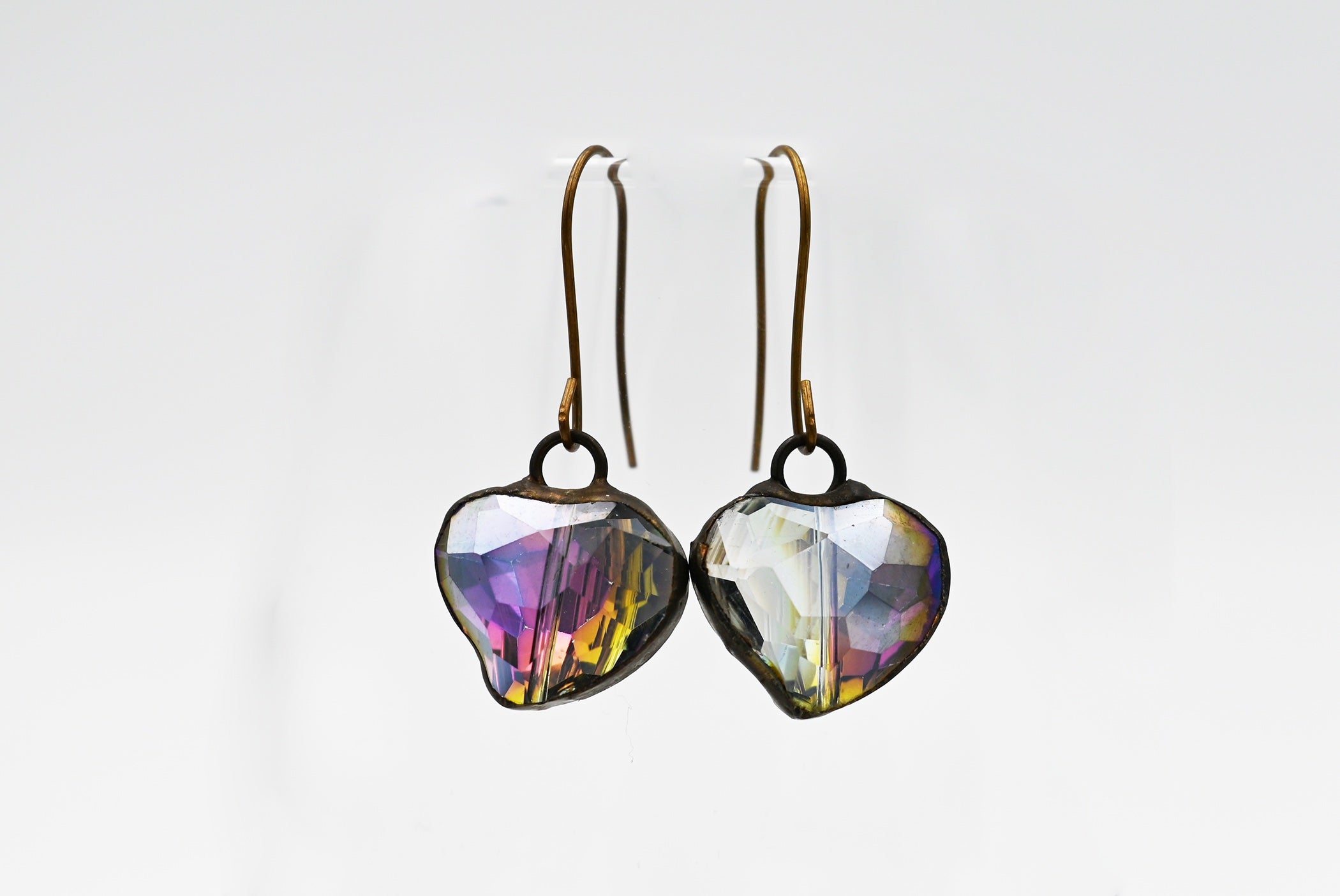 Soldered Crystal Heart Earrings