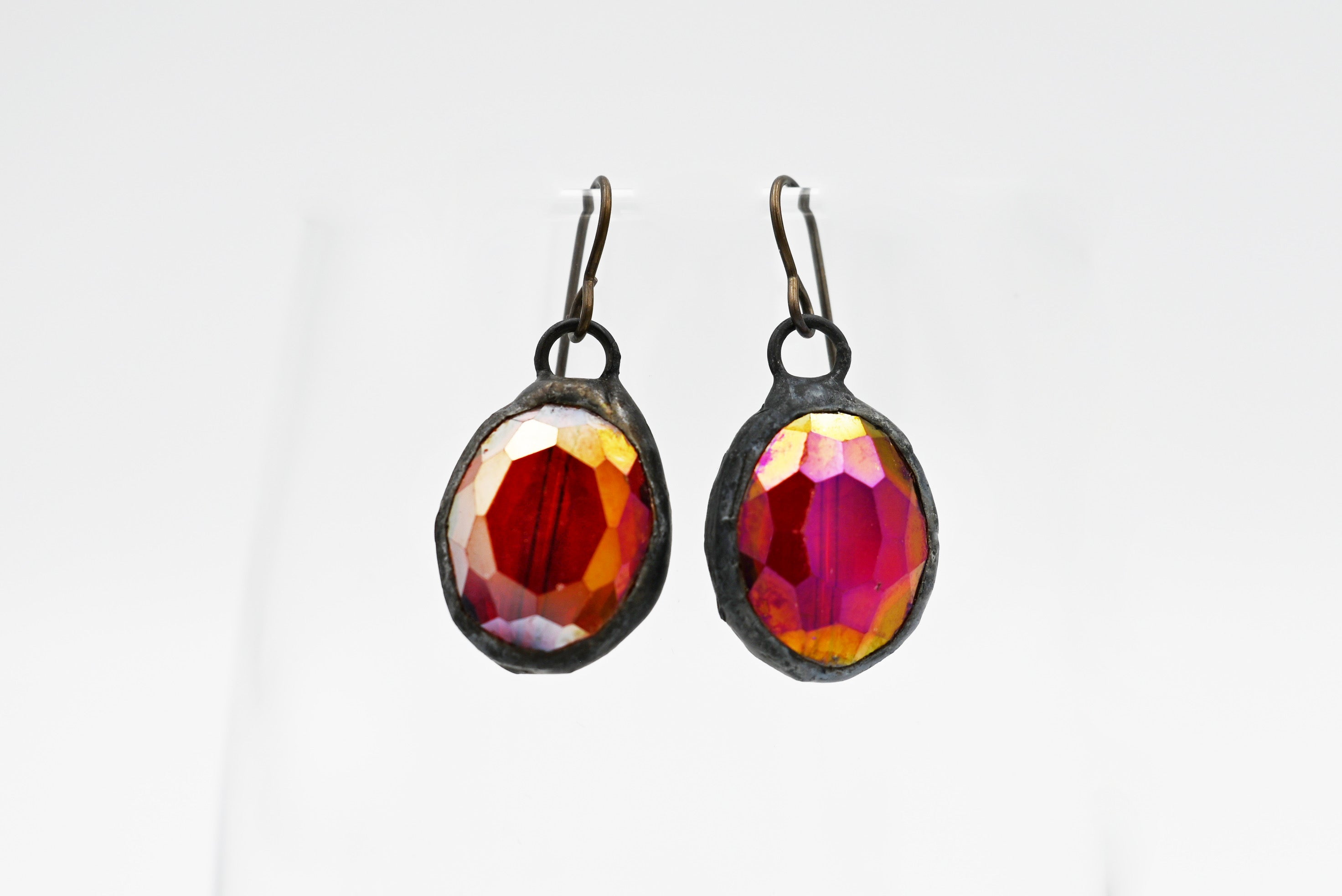 Soldered Oval Crystal Earrings