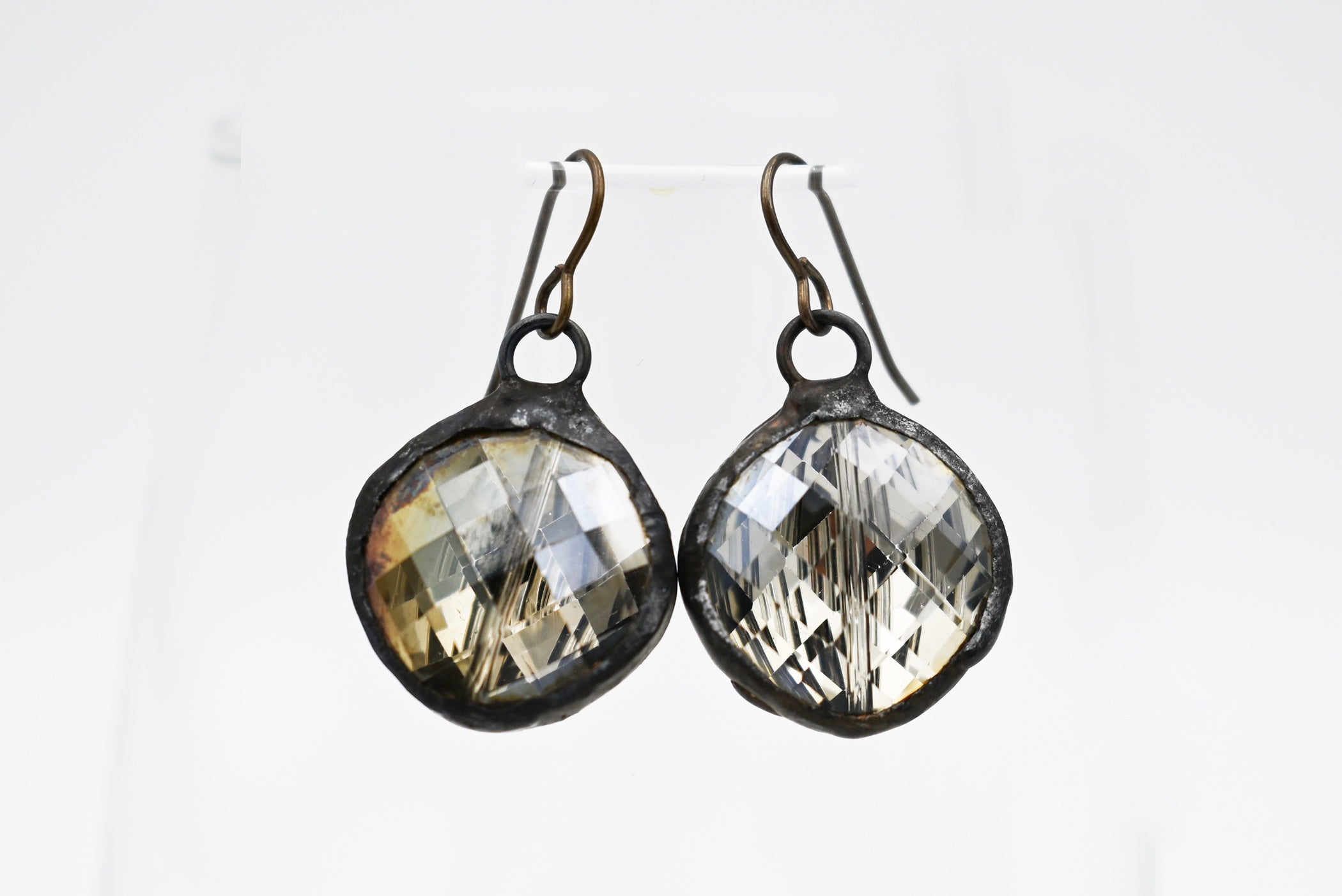 Soldered Round Crystal Earrings