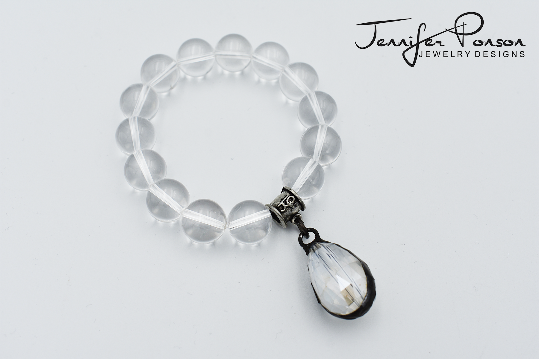 12mm Mermaid Glass Bracelet with Crystal Drop