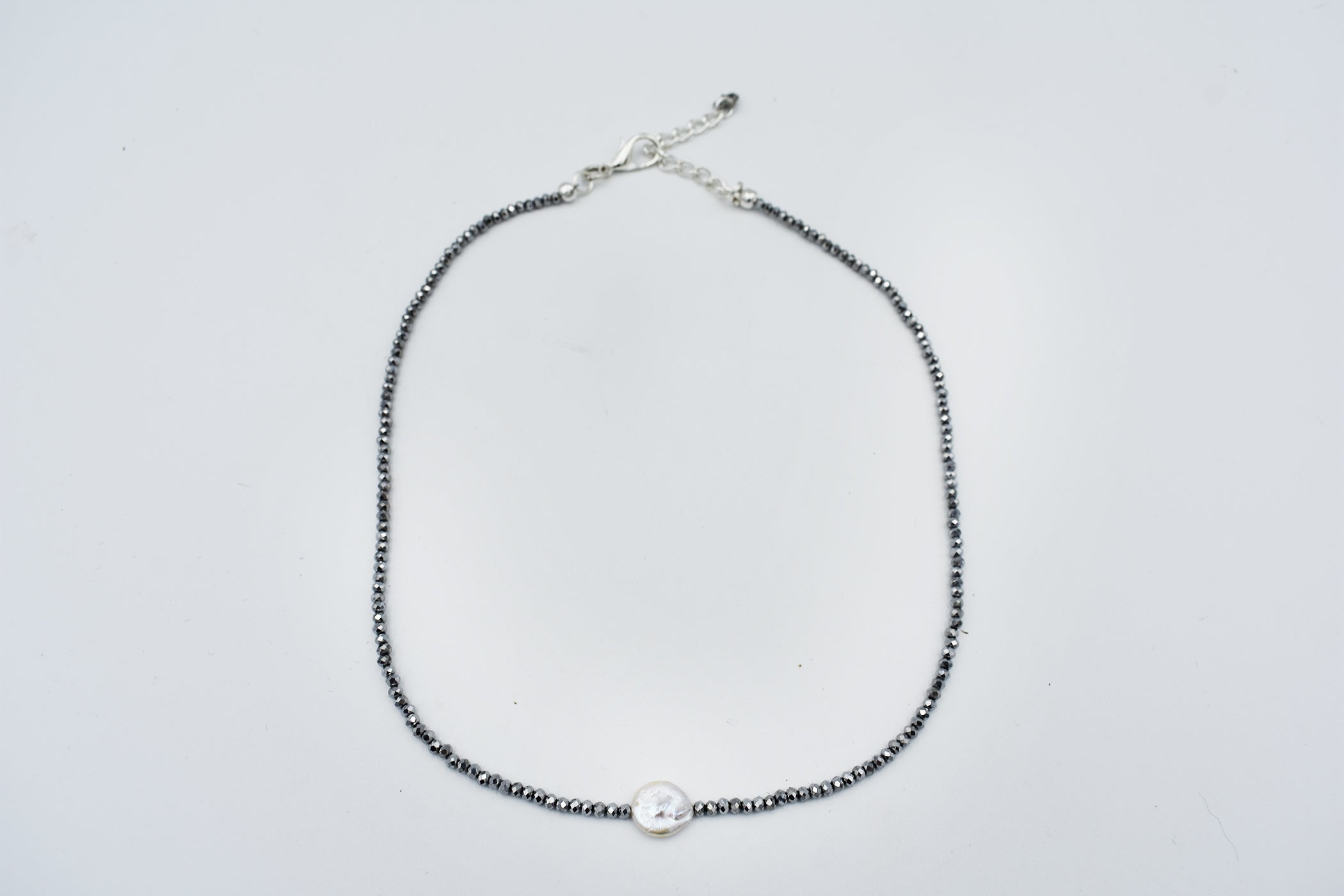 Mini Crystal Necklace with Pearl Focal