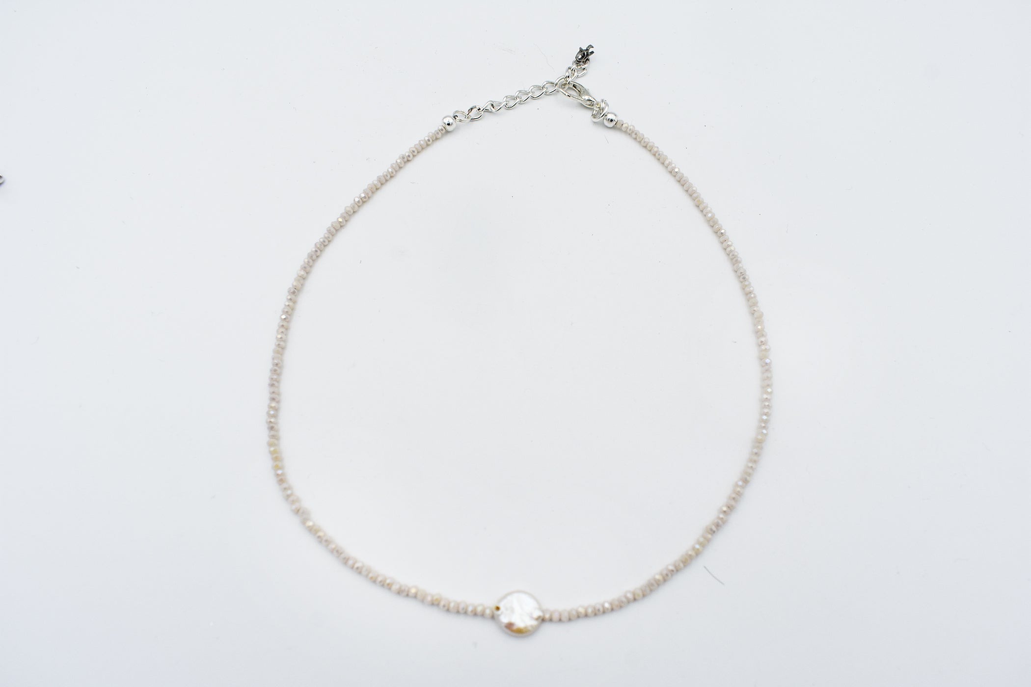 Mini Crystal Necklace with Pearl Focal