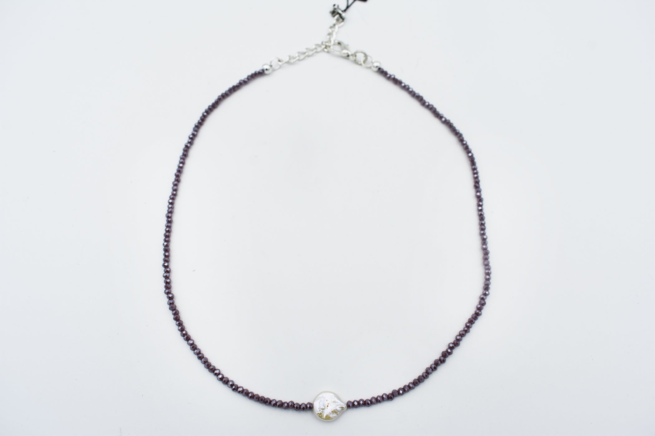 Mini Crystal Necklace with Pearl Focal