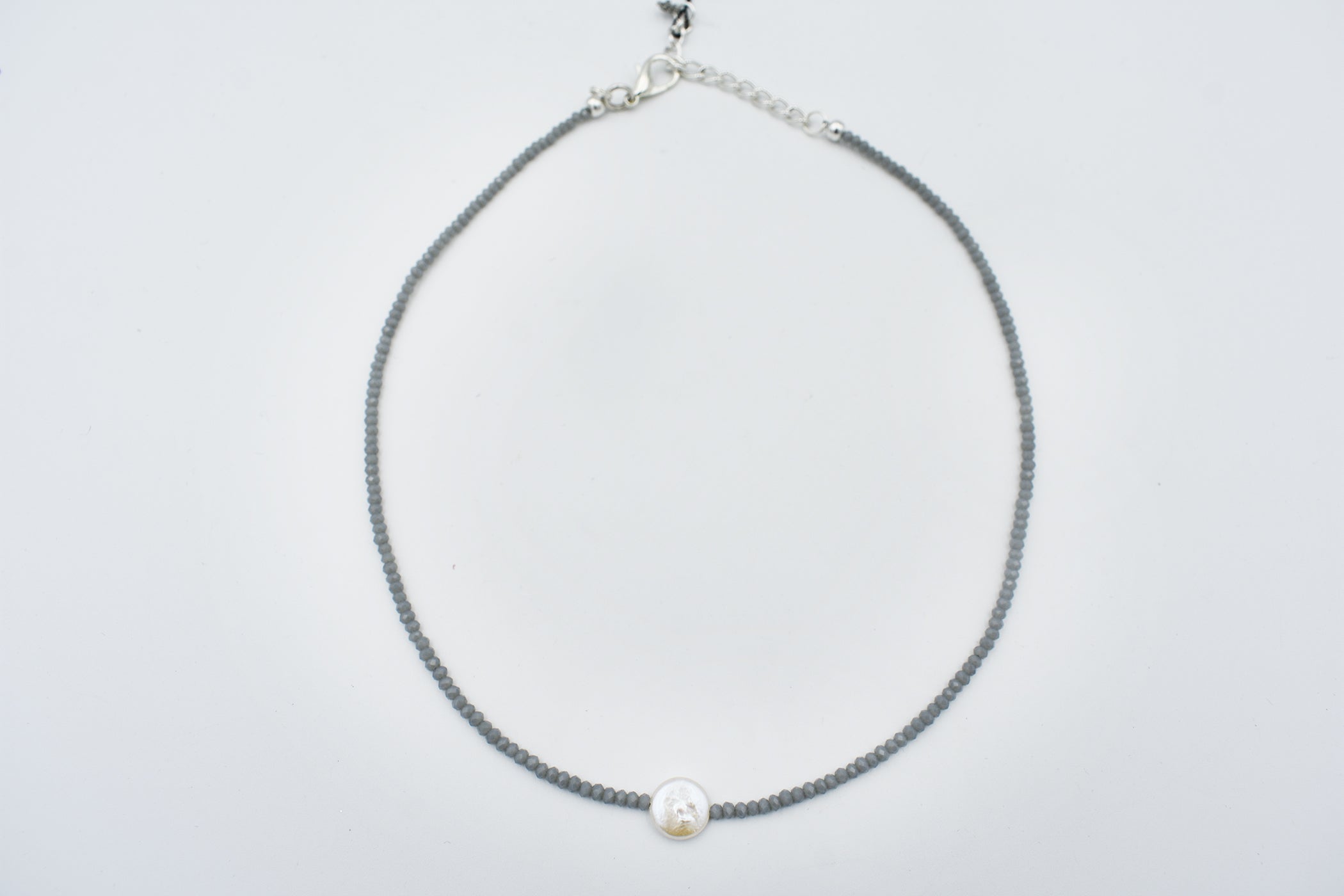 Mini Crystal Necklace with Pearl Focal