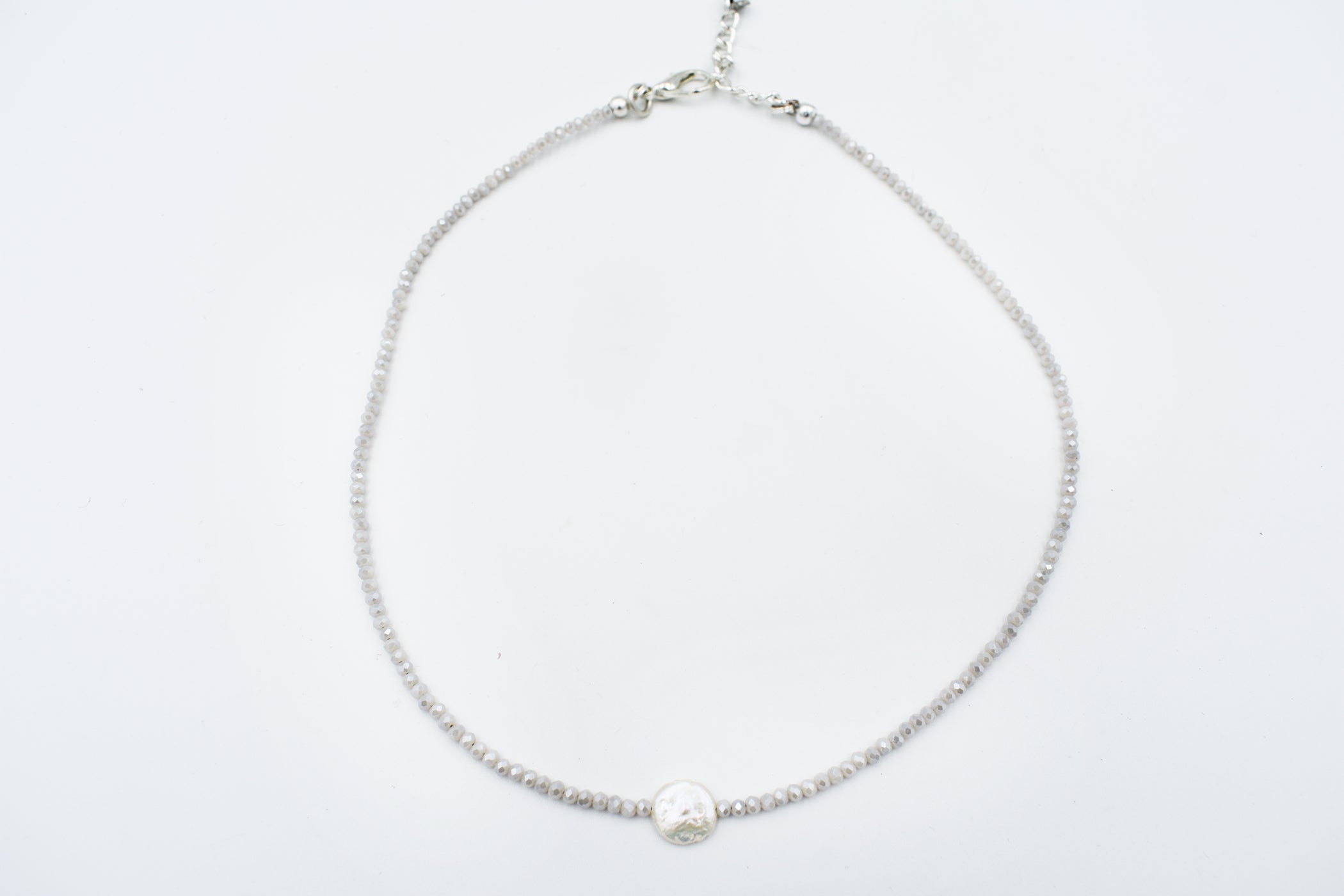 Mini Crystal Necklace with Pearl Focal