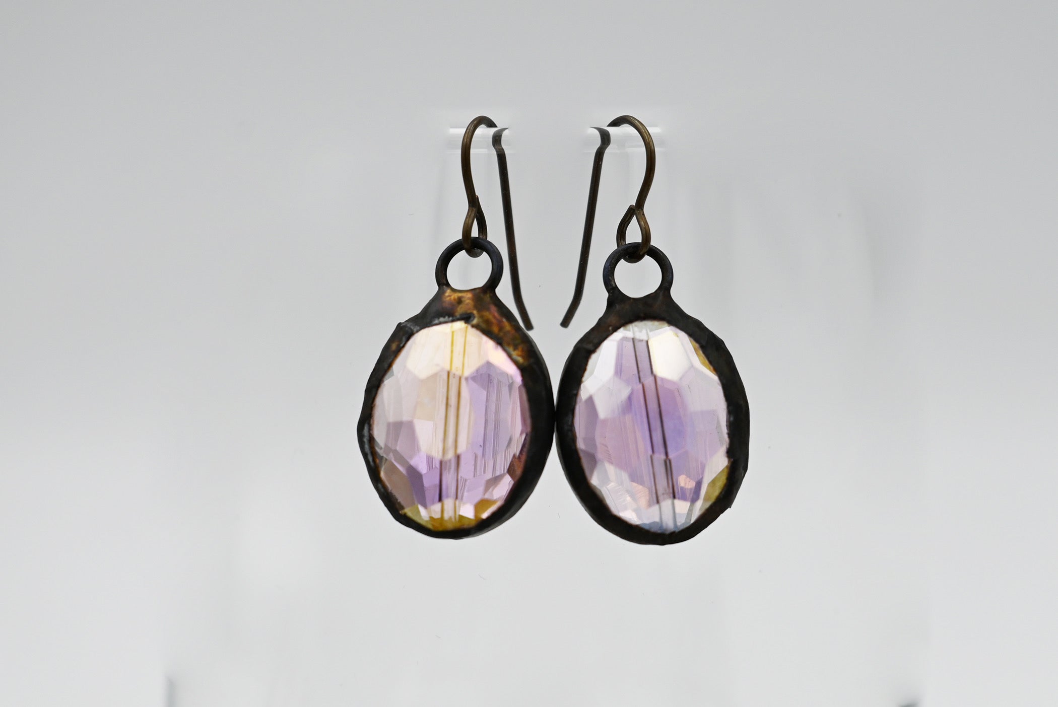 Soldered Oval Crystal Earrings