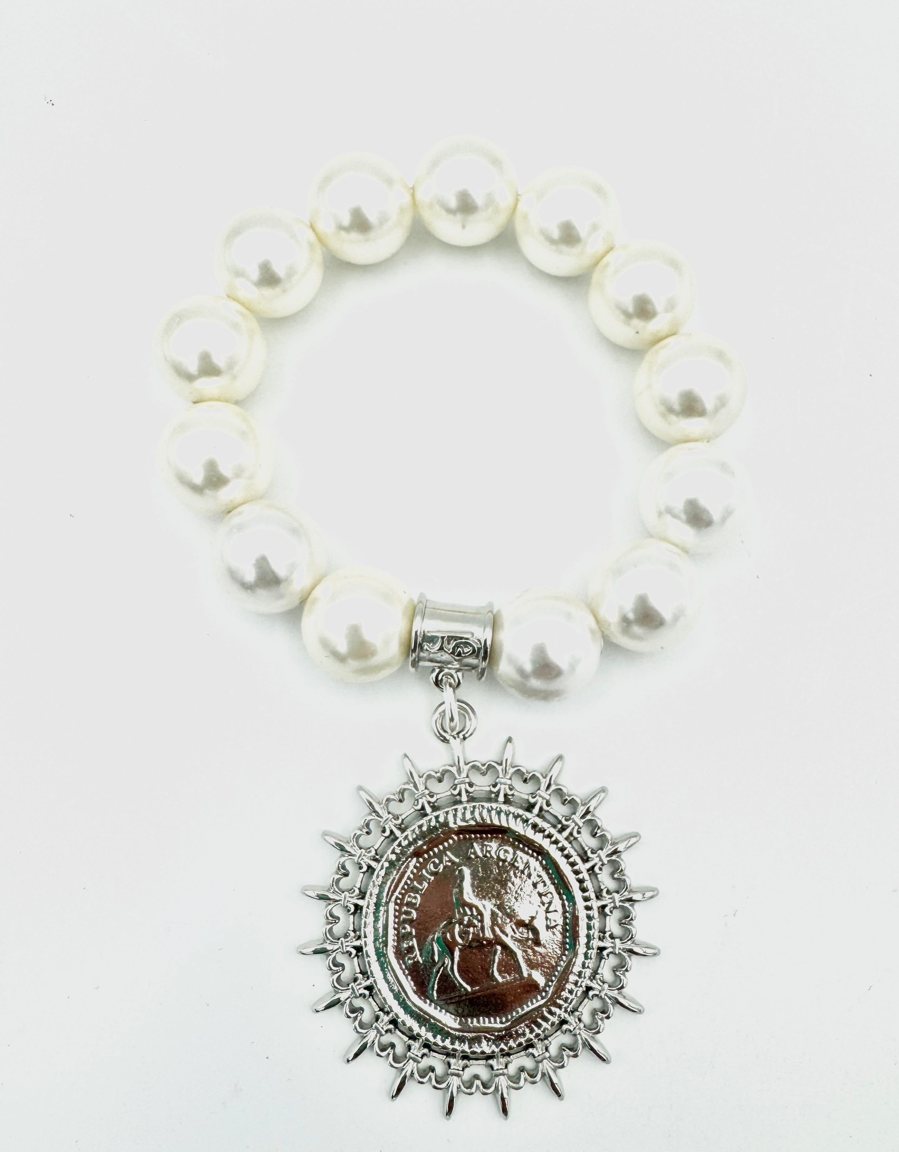 Gaucho Charm on Pearl Bracelet