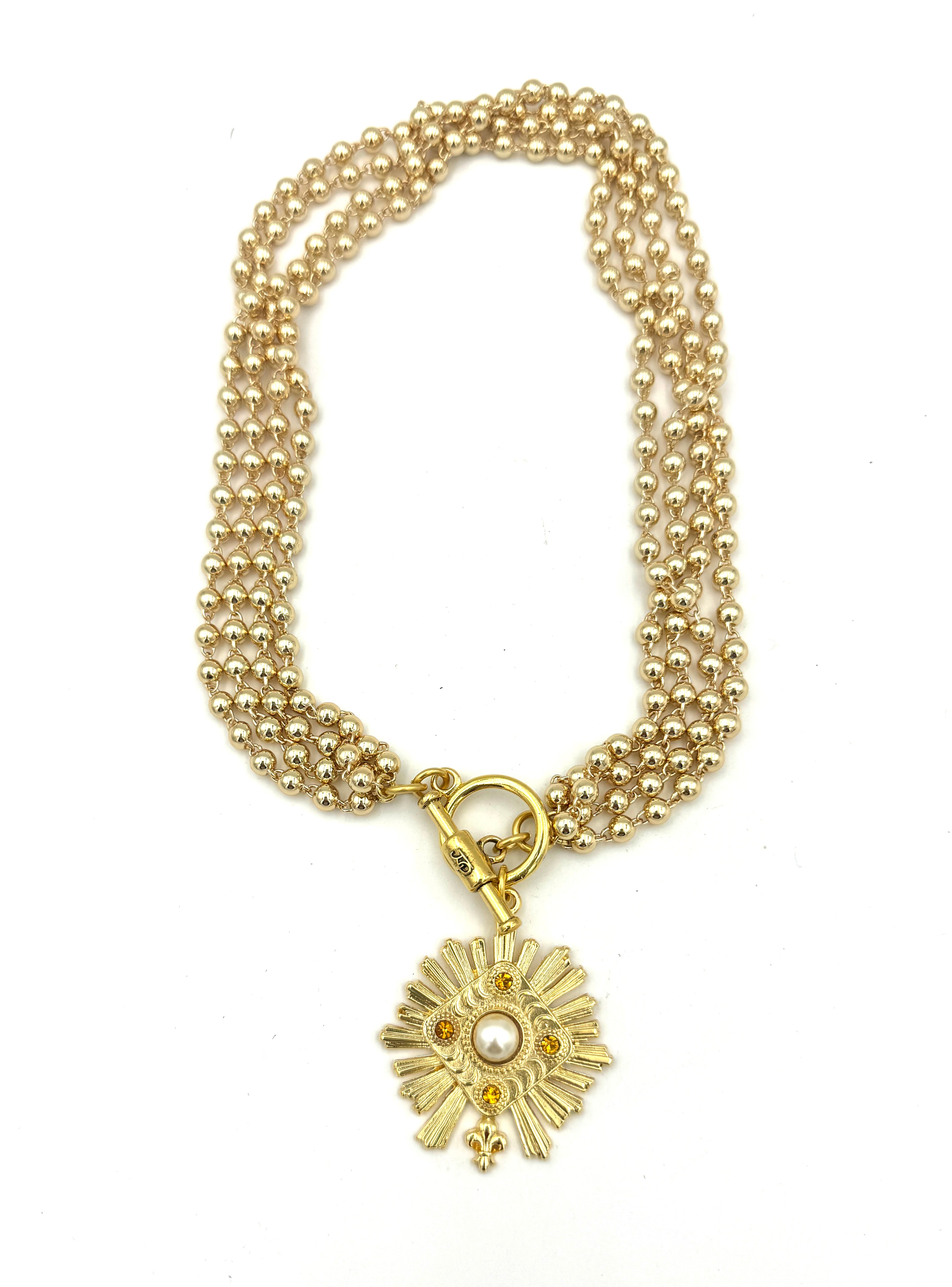 Sunburst Serenade Beaded with Pearl Focal Necklace